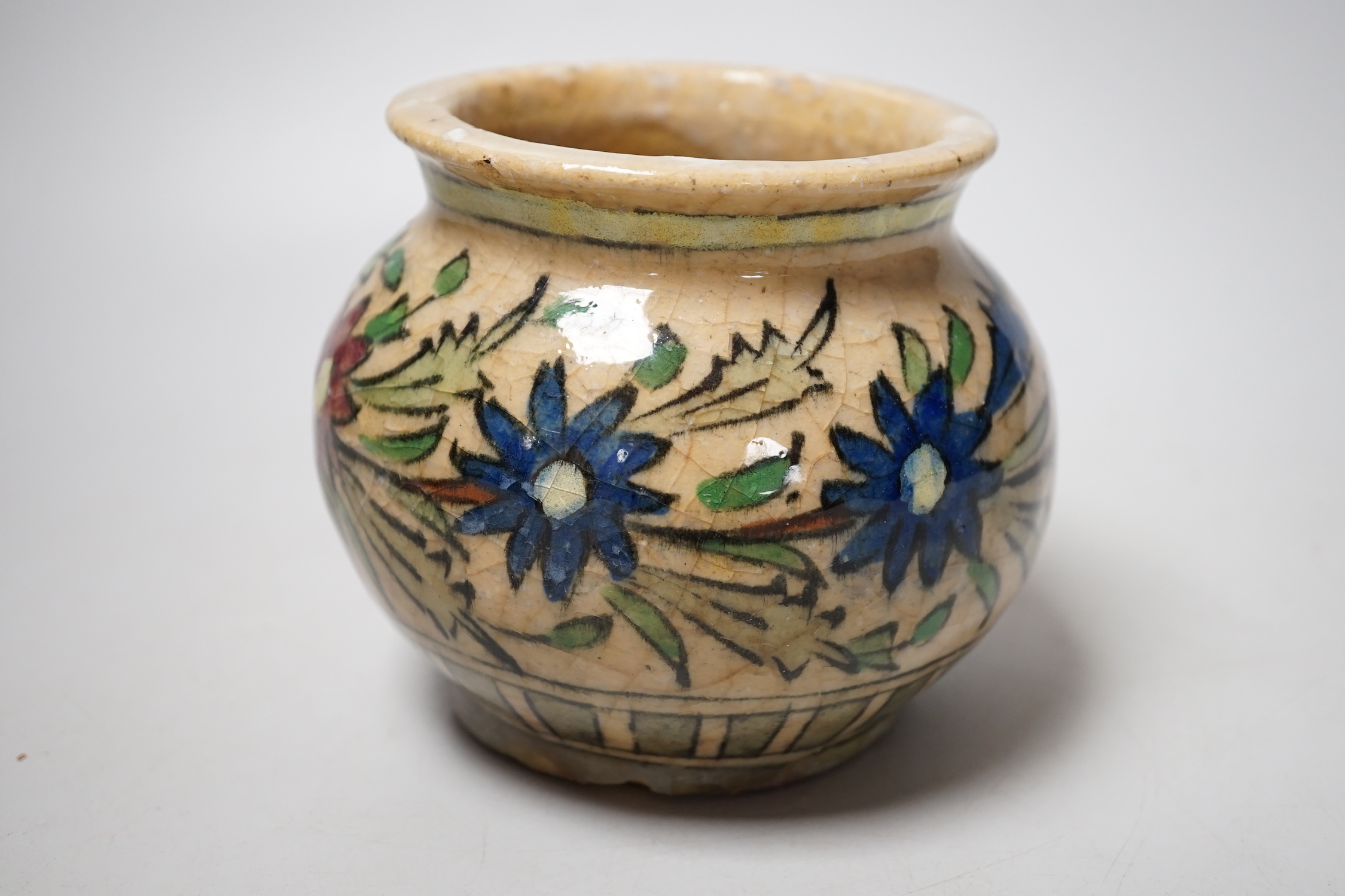 A Persian Fritware pottery jar, Qajar dynasty,12cm high
